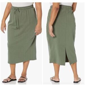 City Chic CCX Knit Lounger Midi Knit Skirt Green 20